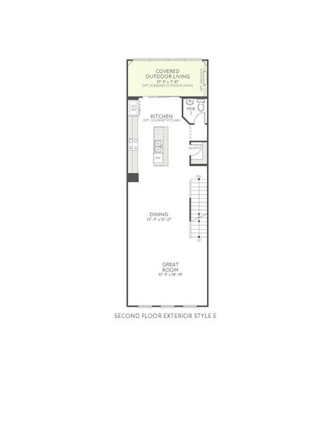 2D floor plan layout for the Dahlia by Tri Pointe Homes in Bellflower, Charlotte, NC (Image 6).