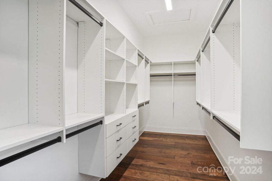 Custom Closet systems in Primary Bedroom.