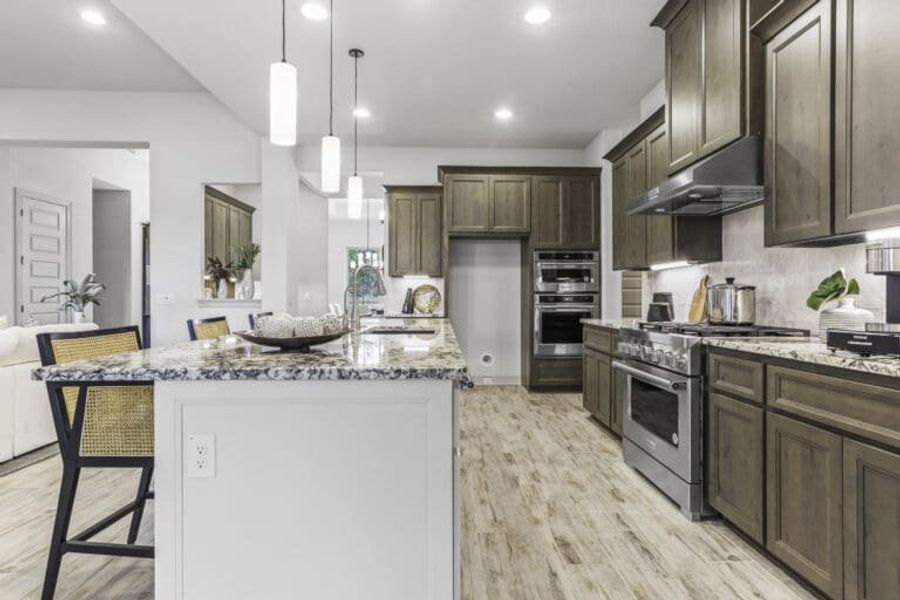 Gourmet kitchen in Ashlyn home at Belle Oaks, Bulverde TX