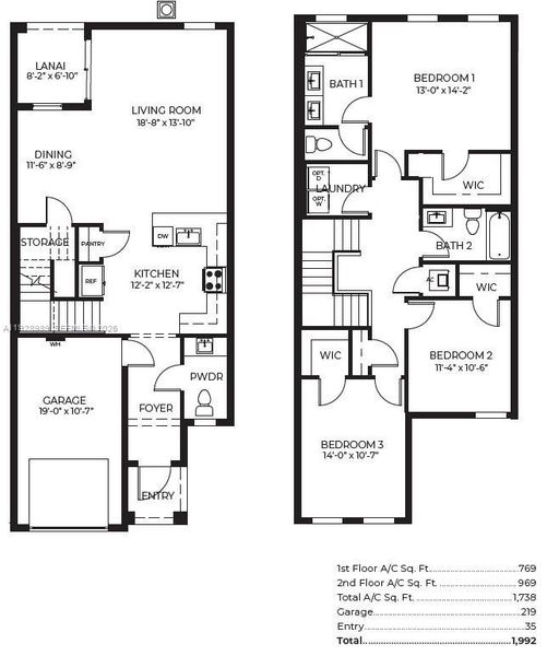 2D floor plan layout of this home in , Pembroke Pines, FL (Image 4).