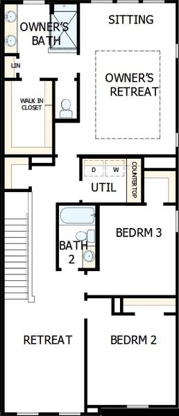 2D floor plan layout of this home in Westview Towns, Waxhaw, NC (Image 3).