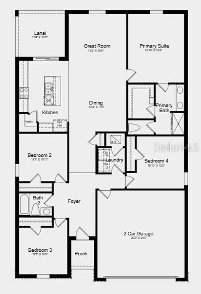 2D floor plan layout of this home in Waterstone, Groveland, FL (Image 2). 2D floor plan layout of this home in Waterstone, Groveland, FL (Image 2).