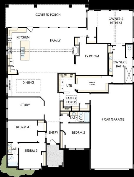 2D floor plan layout of this home in Monterra - Classics, Fate, TX (Image 5).