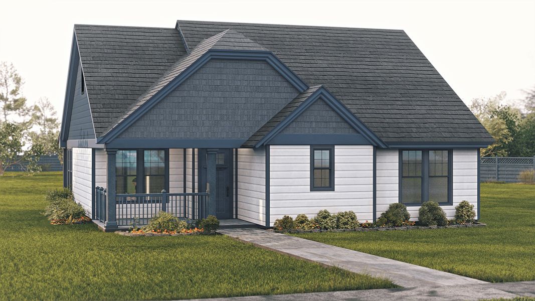 Front exterior of a new home in Heritage Towne, Midlothian, TX, highlighting curb appeal (Image 2). Front exterior of a new home in Heritage Towne, Midlothian, TX, highlighting curb appeal (Image 2).