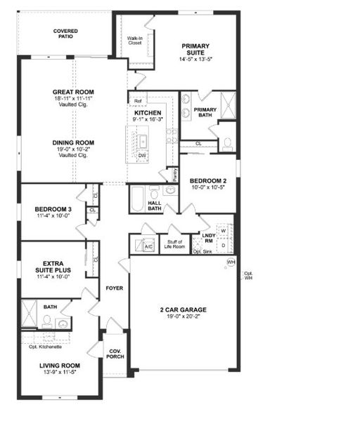 2D floor plan layout of this home in Aspire at Citrus Springs, Citrus Springs, FL (Image 3).