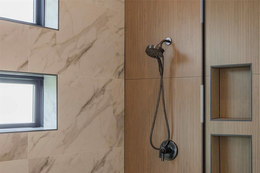 Bathroom view of a shower