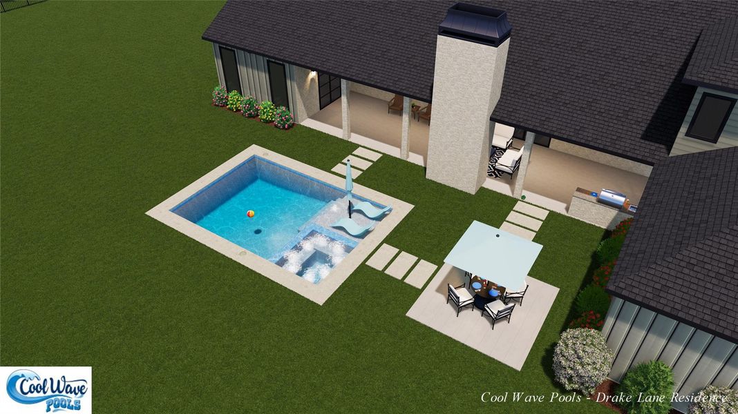 Digital rendering for illustrative purposes only. Home will include a $100,000 pool allowance. Final pool design and installation subject to buyer selections and builder approval.