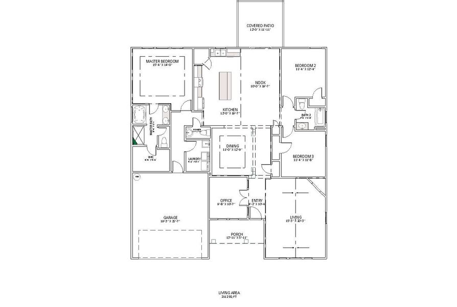 2D floor plan layout for the Arcadia by Enchanted Homes in Guadalupe Heights, Seguin, TX (Image 5).