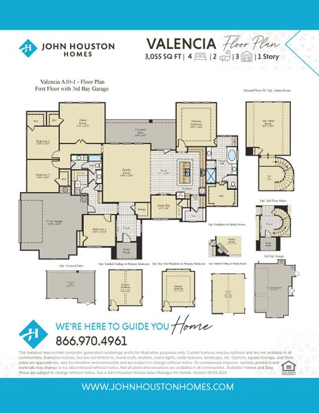 2D floor plan layout for the Valencia by John Houston Homes in Oak Creek Ranch - 1 Acre Lots, Midlothian, TX (Image 3).