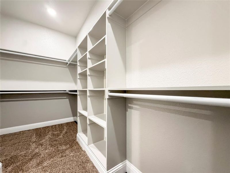 Walk in closet featuring dark carpet Walk in closet featuring dark carpet