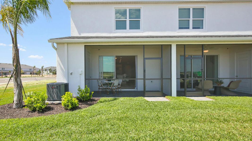 Exterior details and patio area of a home in Palm Grove Real Estate and Homes for Sale in Lakewood Ranch, FL - Neal Communities, Lakewood Ranch (Image 36).