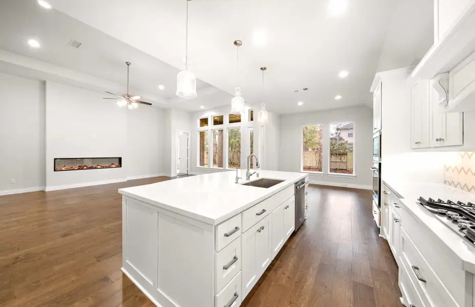 Representative furnished interior of a home built from the 3068 by Ravenna Homes in The Woodlands Hills 65′, Willis (Image 6).