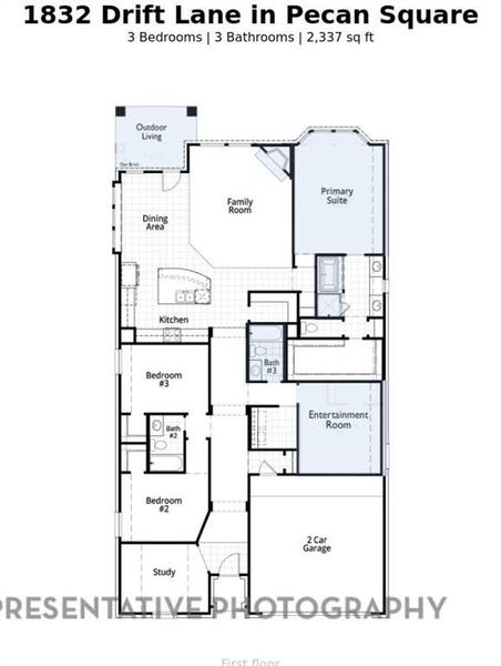 2D floor plan layout of this home in Pecan Square: 50ft. lots, Northlake, TX (Image 2).
