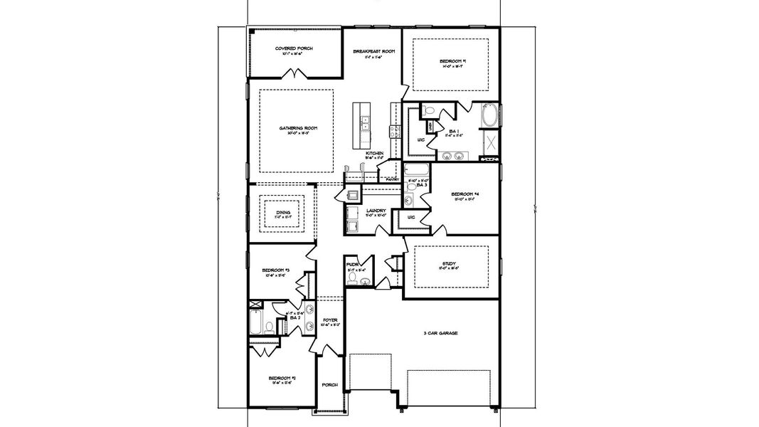 2D floor plan layout for the Camden by D.R. Horton in Holley Grove at Peach Creek - Waterfront Homes, Santa Rosa Beach, FL (Image 3).