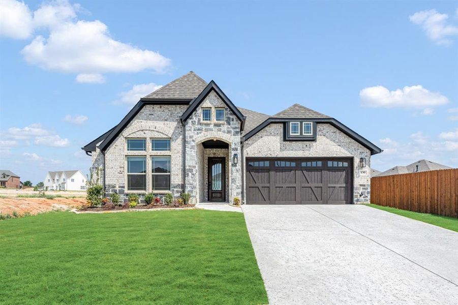 Front exterior of a new home in Parks of Aledo, Aledo, TX, highlighting curb appeal (Image 24).