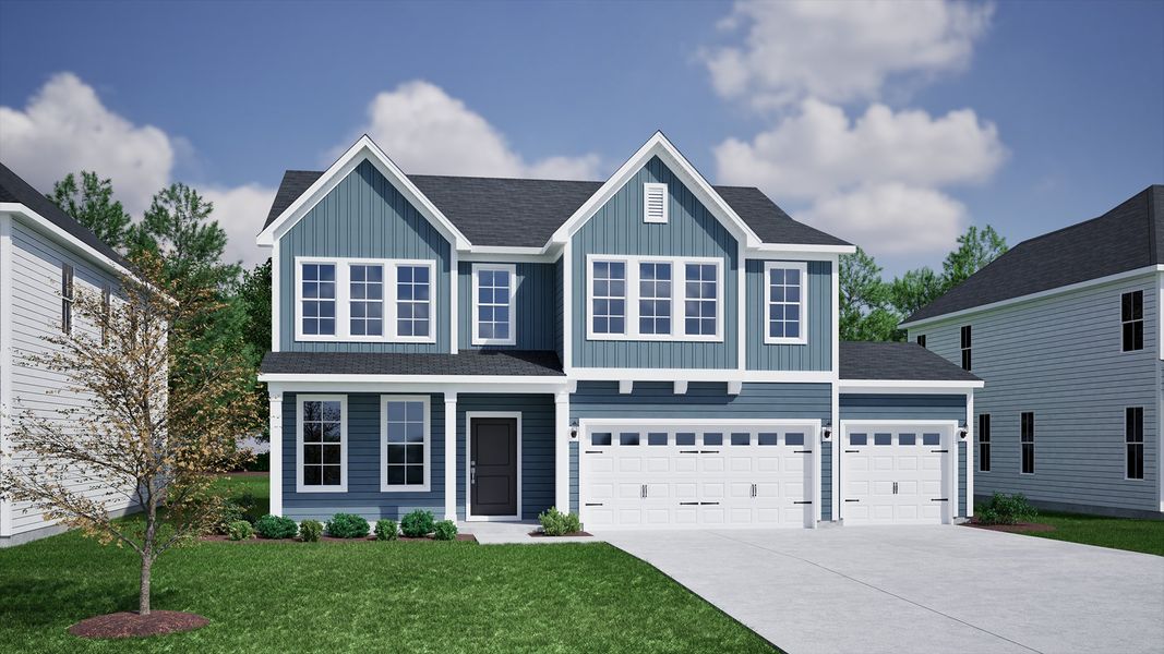 Representative exterior photo of a completed home built from the Cooper - Vanguard Collection by Mungo Homes in Scotts Hill Village, Wilmington, NC (Image 17).