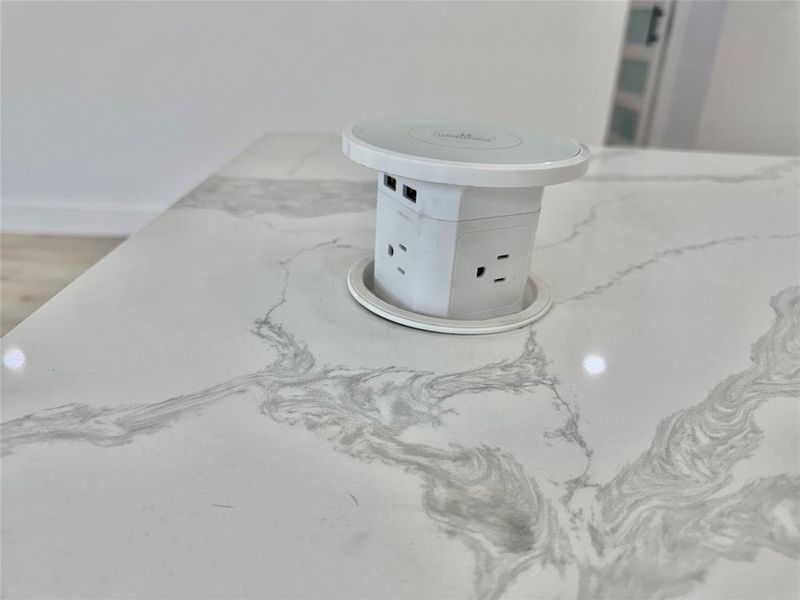 Detailed view of light stone counters Detailed view of light stone counters