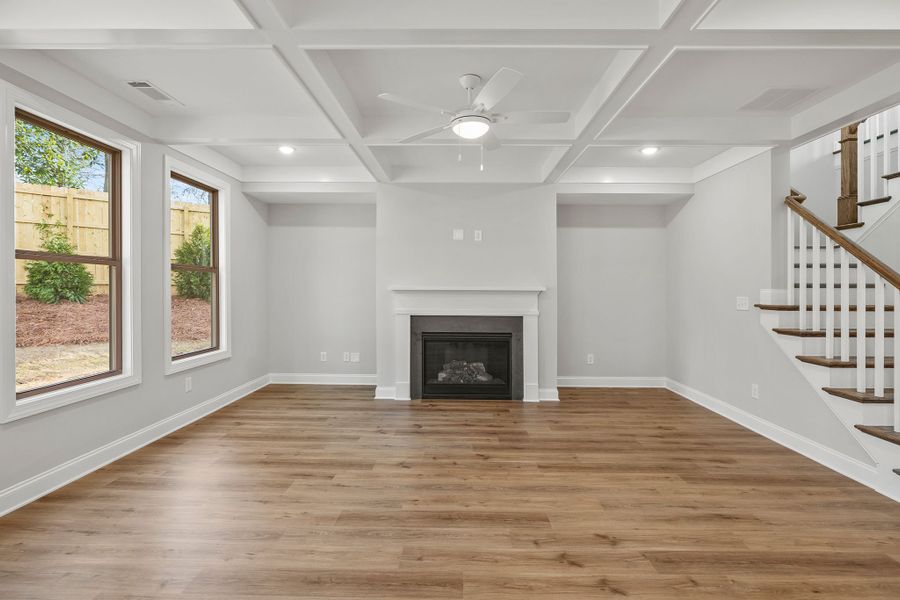 Fireplace featured in the gathering room