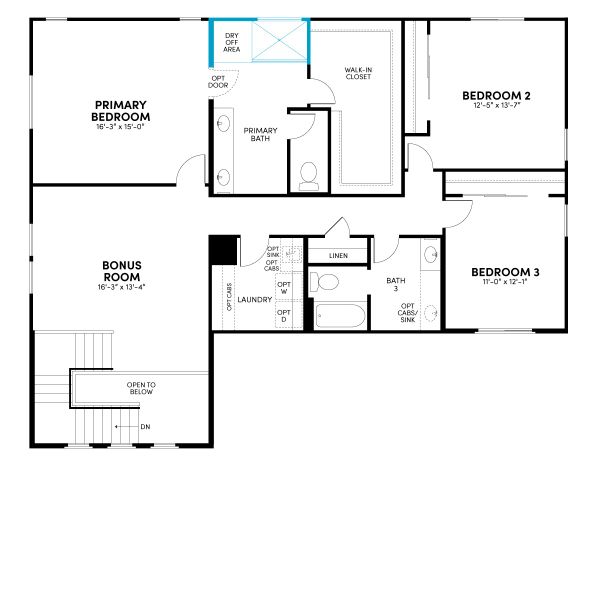 Floor 2: Walk-In Shower at Primary Bath Option