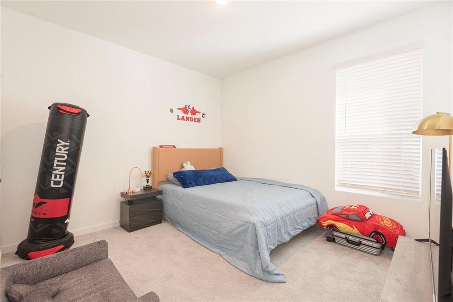 Carpeted bedroom with baseboards Carpeted bedroom with baseboards