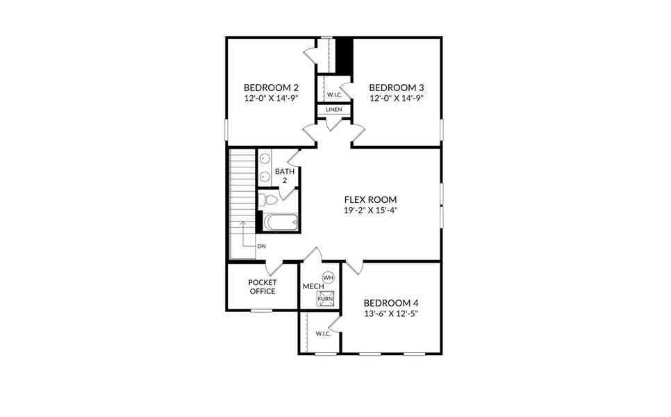 2D floor plan layout for the The Yarmouth by Stanley Martin Homes in Croftside Single Family Homes, Powder Springs, GA (Image 3).