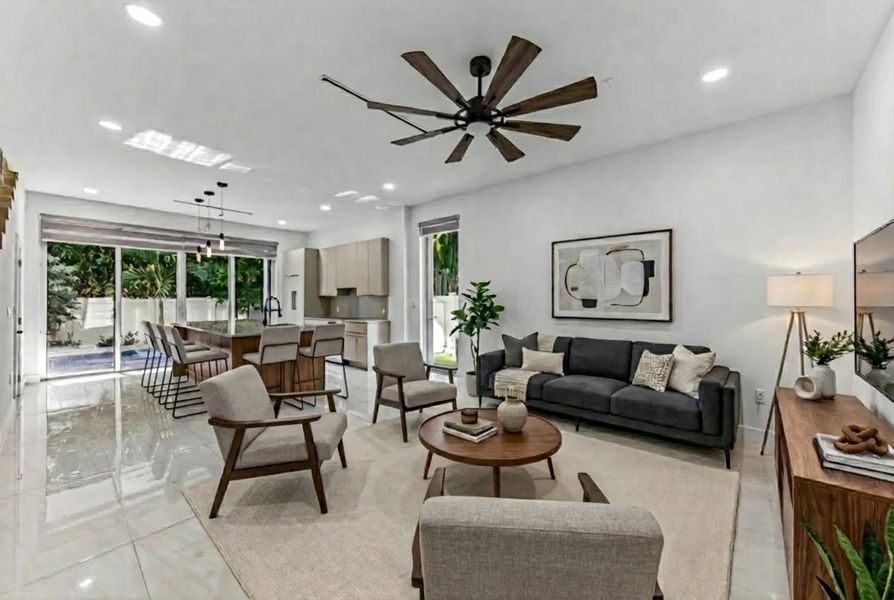 Virtually staged living room