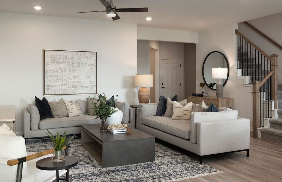 Furnished interior view inside a new home in Northpoint at Old Settlers, Round Rock (Image 8). Furnished interior view inside a new home in Northpoint at Old Settlers, Round Rock (Image 8).