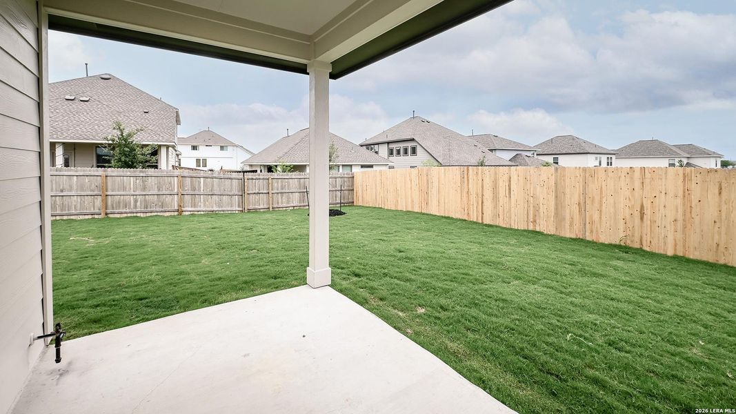 Exterior details and patio area of a home in The Parklands, Schertz (Image 17).