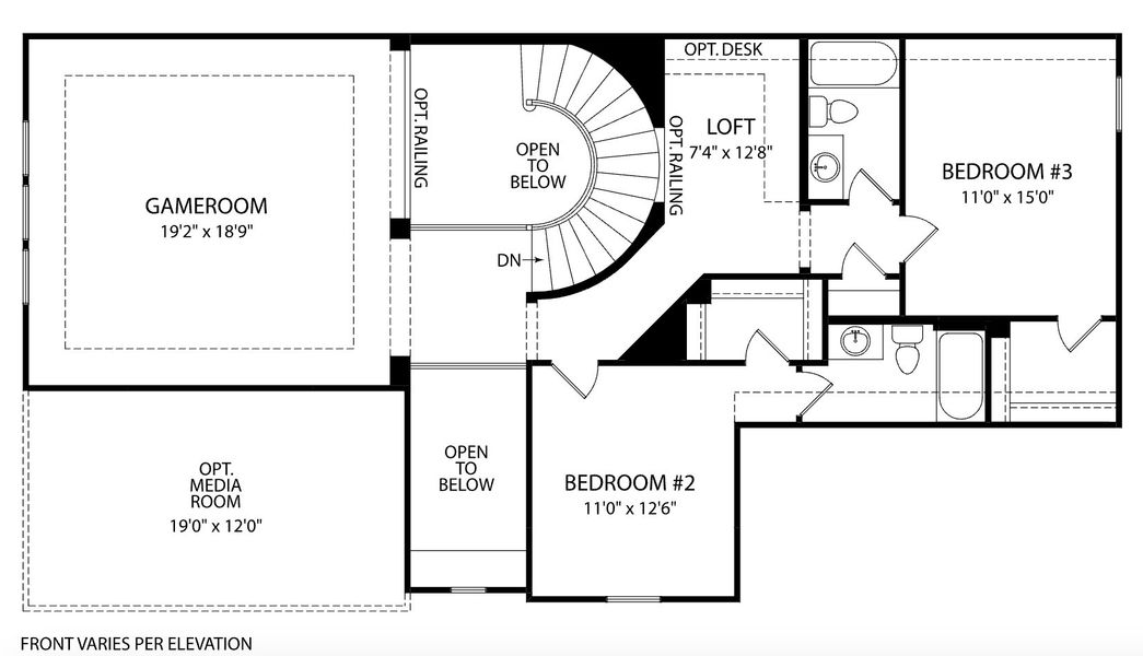 2D floor plan layout of this home in Walsh Ranch 70', Fort Worth, TX (Image 5). 2D floor plan layout of this home in Walsh Ranch 70', Fort Worth, TX (Image 5).