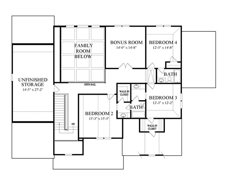 2D floor plan layout for the Milton II by Peachtree Residential in White Post on Lake Lanier, Gainesville, GA (Image 2).