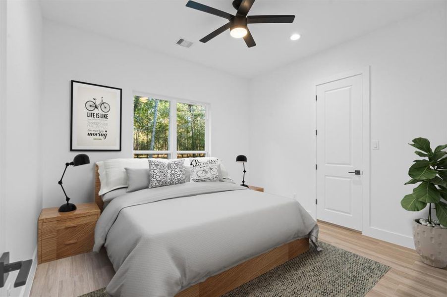 The  additional bedrooms are spacious and inviting, each with large windows, ample closet space.