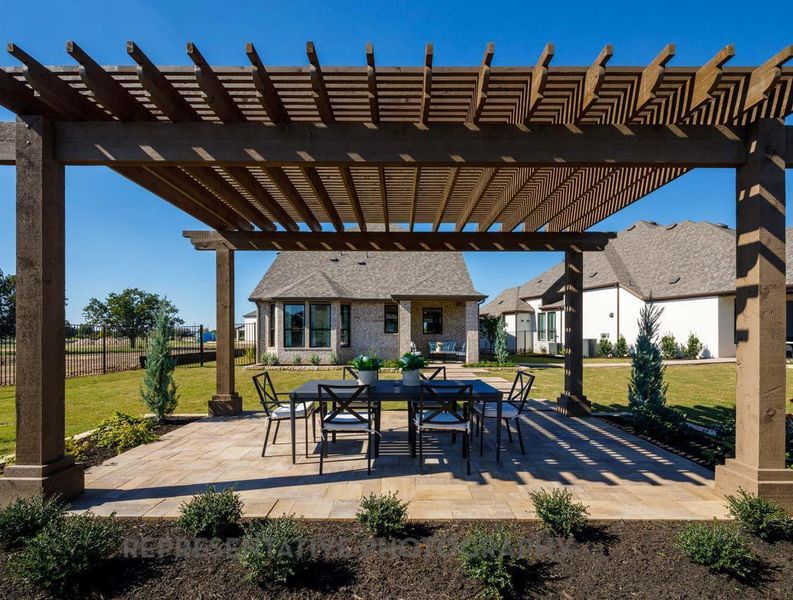 View of patio with a pergola