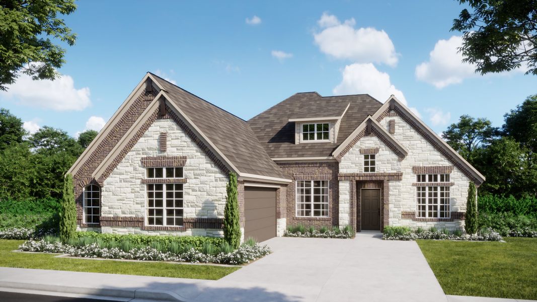 Representative exterior photo of a completed home built from the Concept 2267 by Risewell Homes in Abe's Landing, Granbury, TX (Image 8). Representative exterior photo of a completed home built from the Concept 2267 by Risewell Homes in Abe's Landing, Granbury, TX (Image 8).