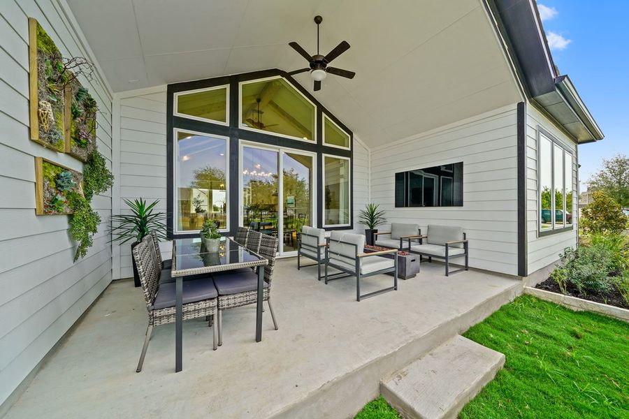Exterior details and patio area of a home in Easton Park, Austin (Image 2). Exterior details and patio area of a home in Easton Park, Austin (Image 2).