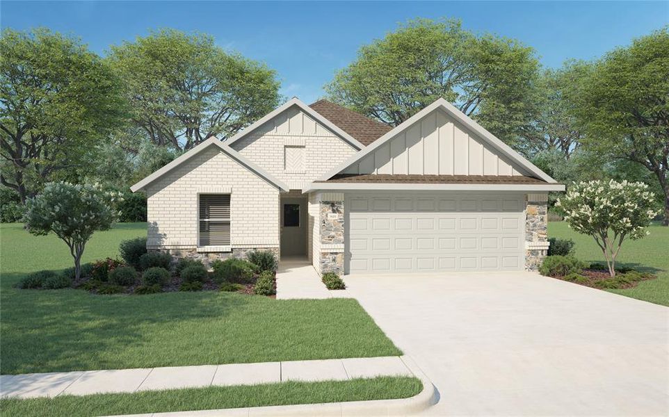 Front exterior of a new home in Elevon, Lavon, TX, highlighting curb appeal (Image 18).