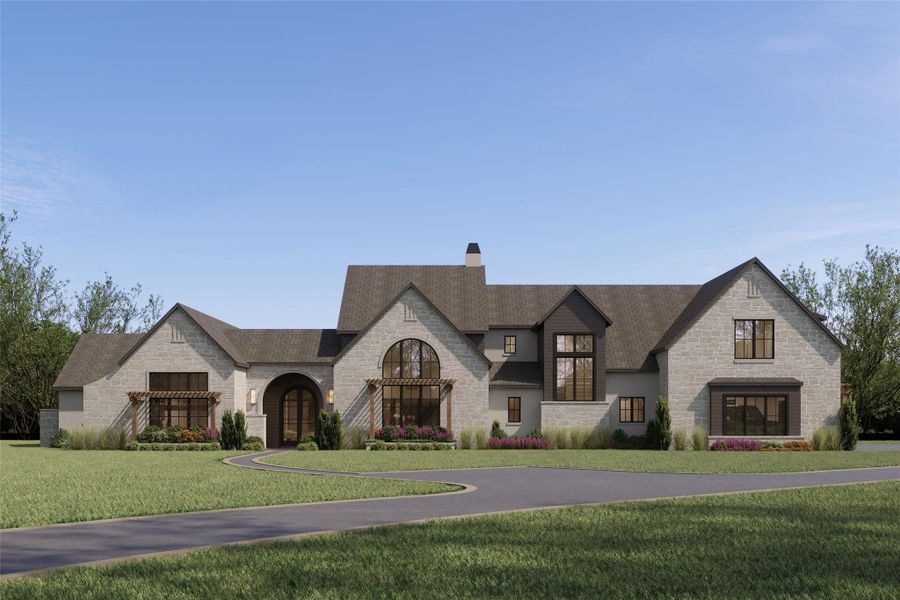 Front exterior of a new home in , Dripping Springs, TX, highlighting curb appeal (Image 1). Front exterior of a new home in , Dripping Springs, TX, highlighting curb appeal (Image 1).