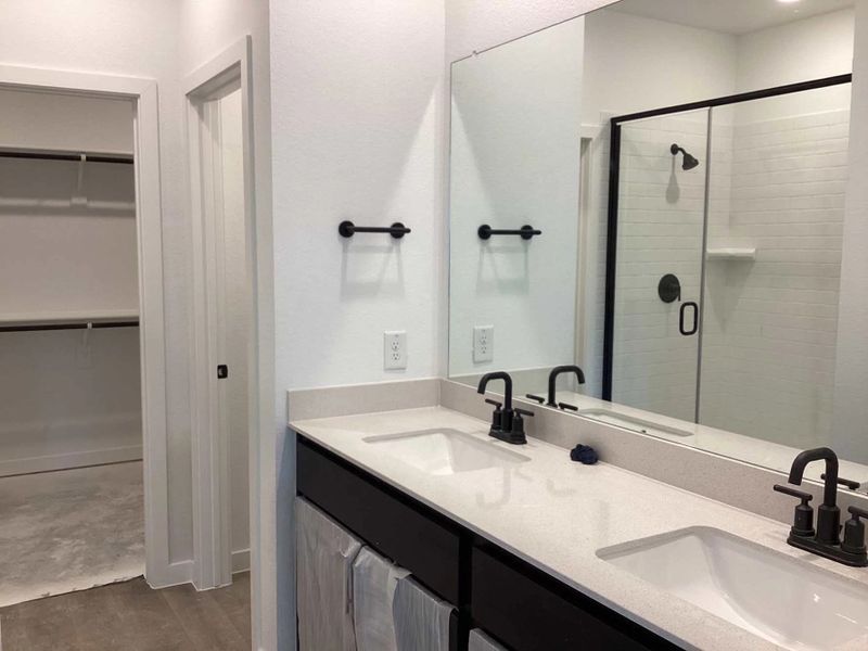 Primary Bathroom Construction Progress featuring the Noir Collection