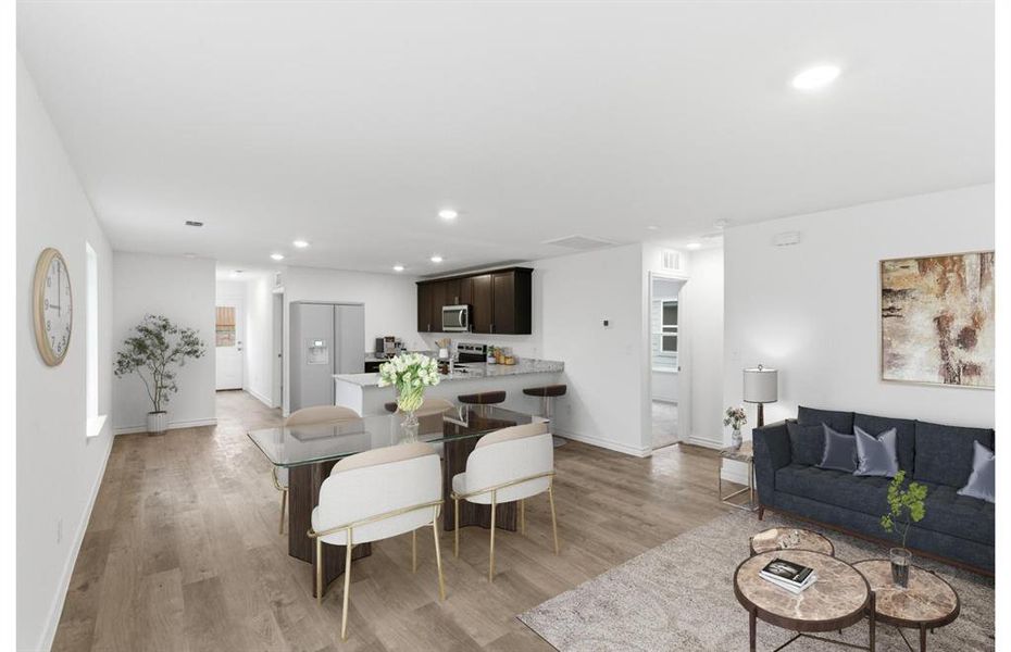 Virtually staged - Gathering room with view of main living areas
