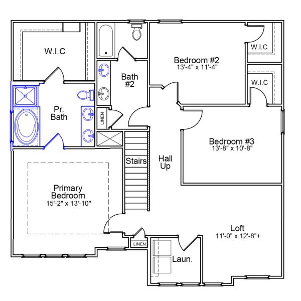 2D floor plan layout of this home in Scotts Hill Village, Wilmington, NC (Image 3).
