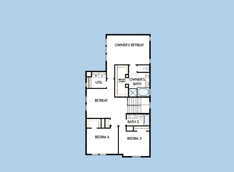 2D floor plan layout for the The Schneider by David Weekley Homes in Elyson 40', Katy, TX (Image 4).