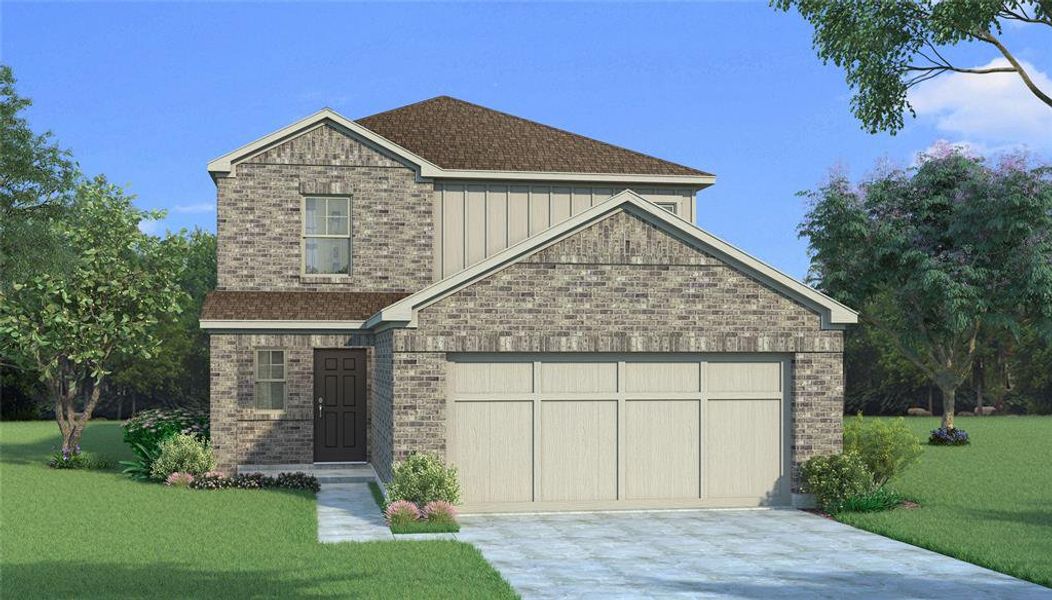 Front exterior of a new home in Churchill, Anna, TX, highlighting curb appeal (Image 14).