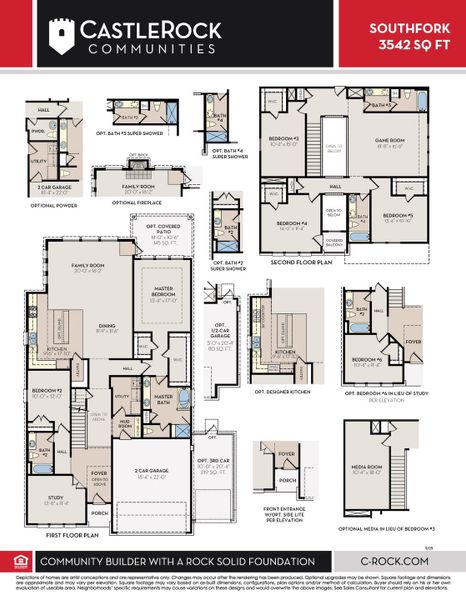 2D floor plan layout for the Southfork by CastleRock Communities in Aden Woods, Fairview, TN (Image 5).