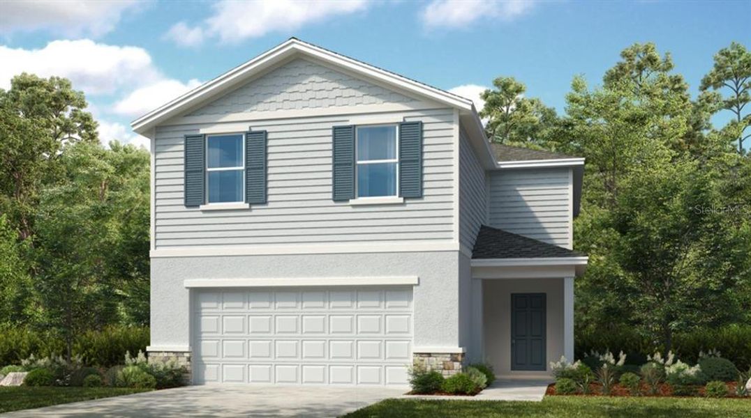 Front exterior of a new home in Firethorn, Parrish, FL, highlighting curb appeal (Image 1). Front exterior of a new home in Firethorn, Parrish, FL, highlighting curb appeal (Image 1).