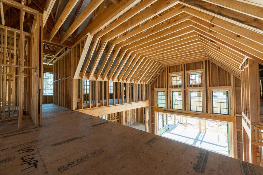 An architectural moment in the making—soaring lines and layered volumes hint at the dramatic two-story living space that will soon anchor the heart of the home.