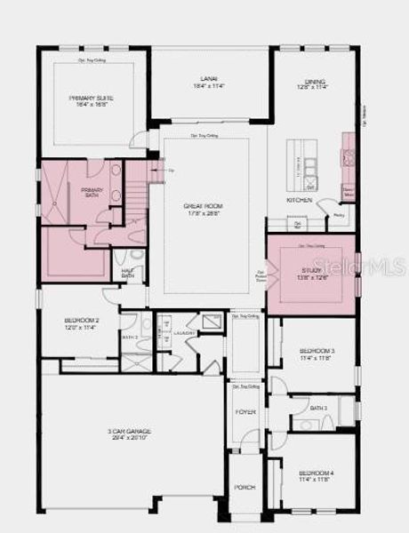 2D floor plan layout of this home in The Waters at Center Lake Ranch, St. Cloud, FL (Image 3).