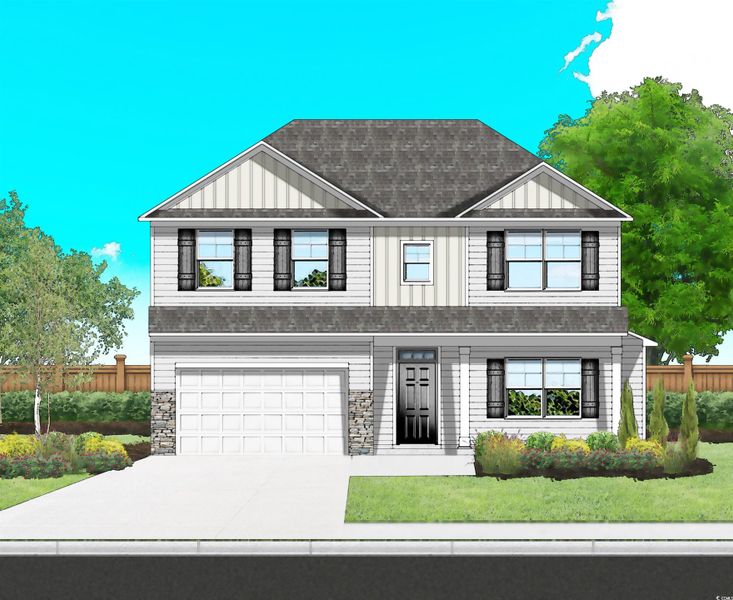 Exterior rendering of this home design in Oak Grove, Conway, SC (Image 2).