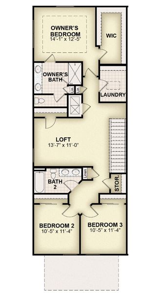 2D floor plan layout for the Charlotte by Rockwell Homes in Whaley Grove, St. Cloud, FL (Image 4).