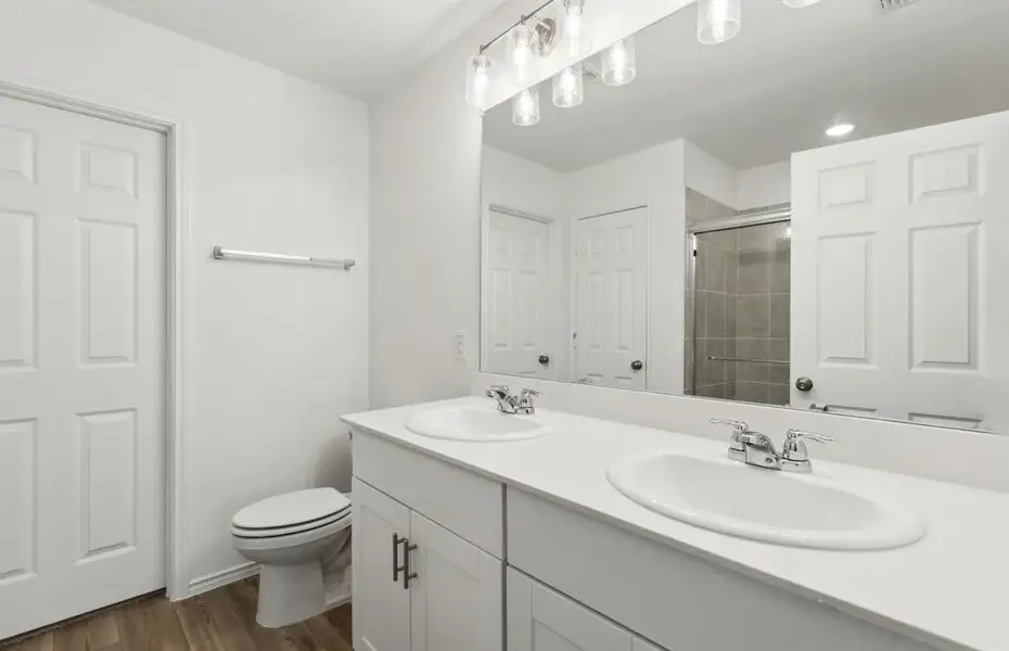 Upgraded secondary bathroom *real home pictured