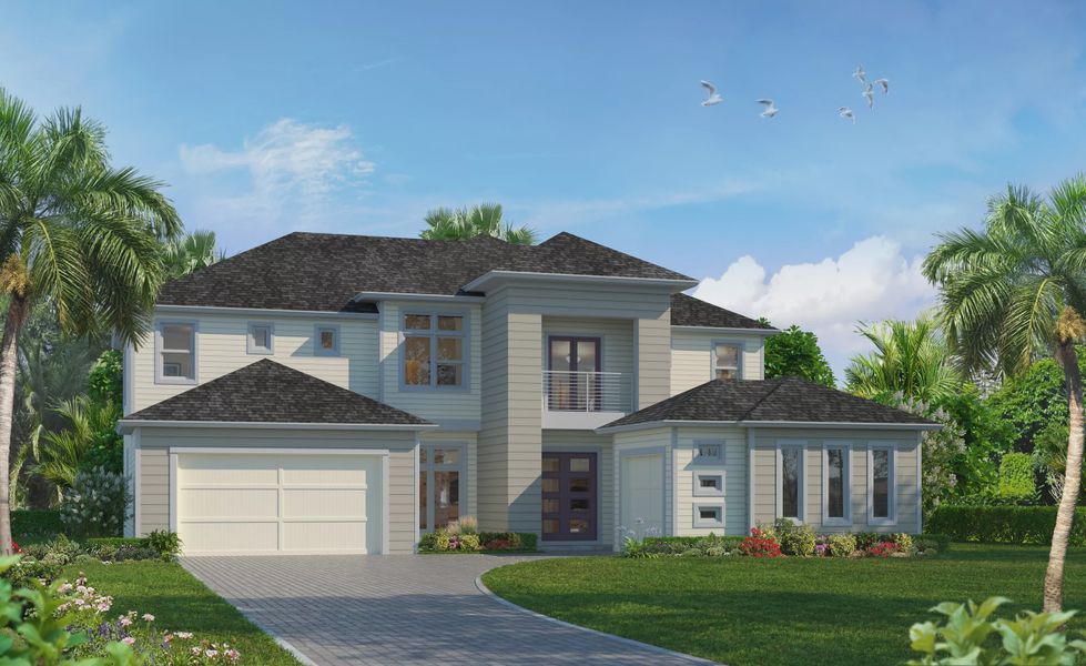 Representative exterior photo of a completed home built from the Brooke by ICI Homes in Madeira at St Augustine, St. Augustine, FL (Image 4).