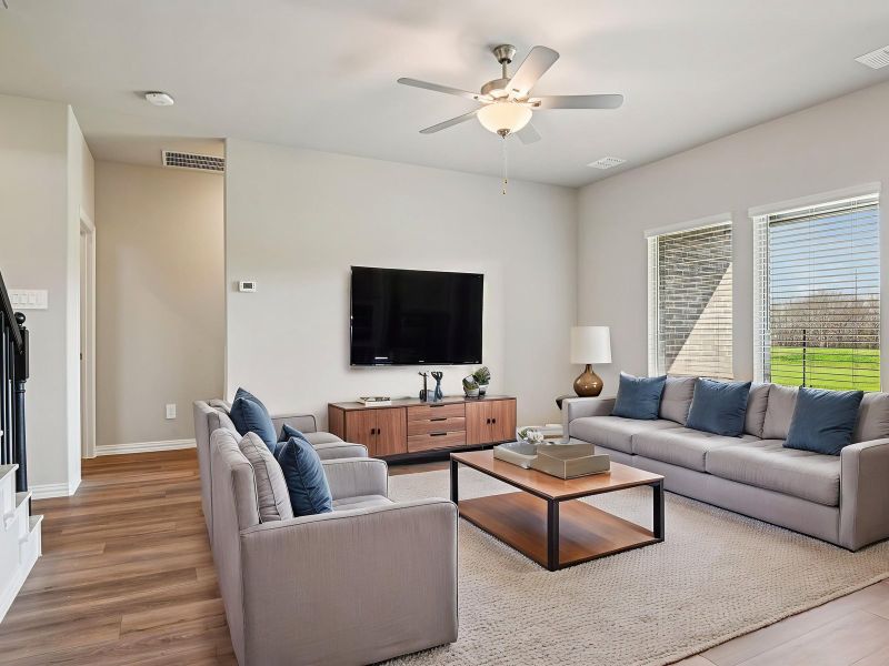 Furnished interior view inside a new home in Parks at Foster Crossing - Signature Series, Anna (Image 3). Furnished interior view inside a new home in Parks at Foster Crossing - Signature Series, Anna (Image 3).